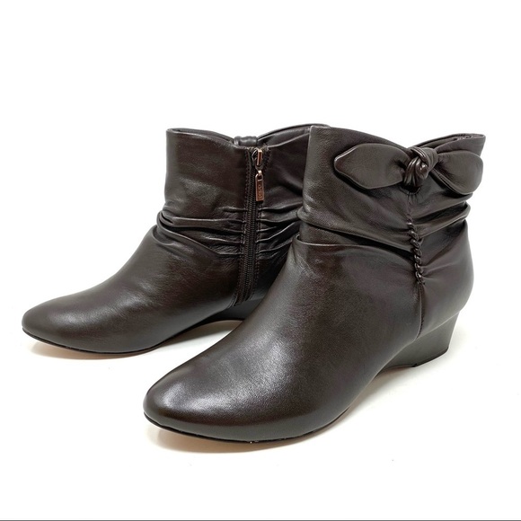 Antia leather Cindy ankle boots Mocha WIDE - Picture 2 of 8